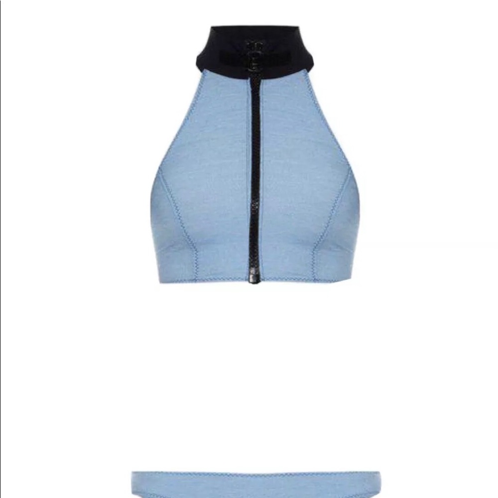 New Lisa Marie Fernandez Faded Denim Halter Bikini